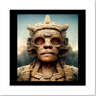 Stone Mayan Warrior God Posters and Art